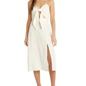 White linen midi beach dress